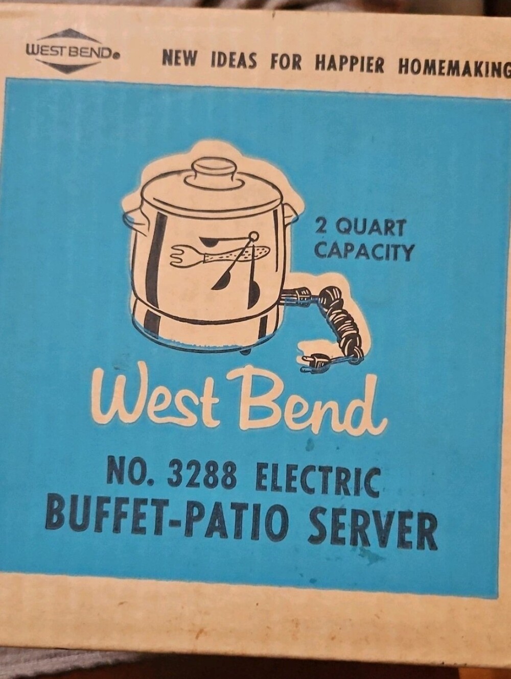 West Bend Stoneware 2 Qt Electric Buffet Patio Server #3288 New Old Stock Open